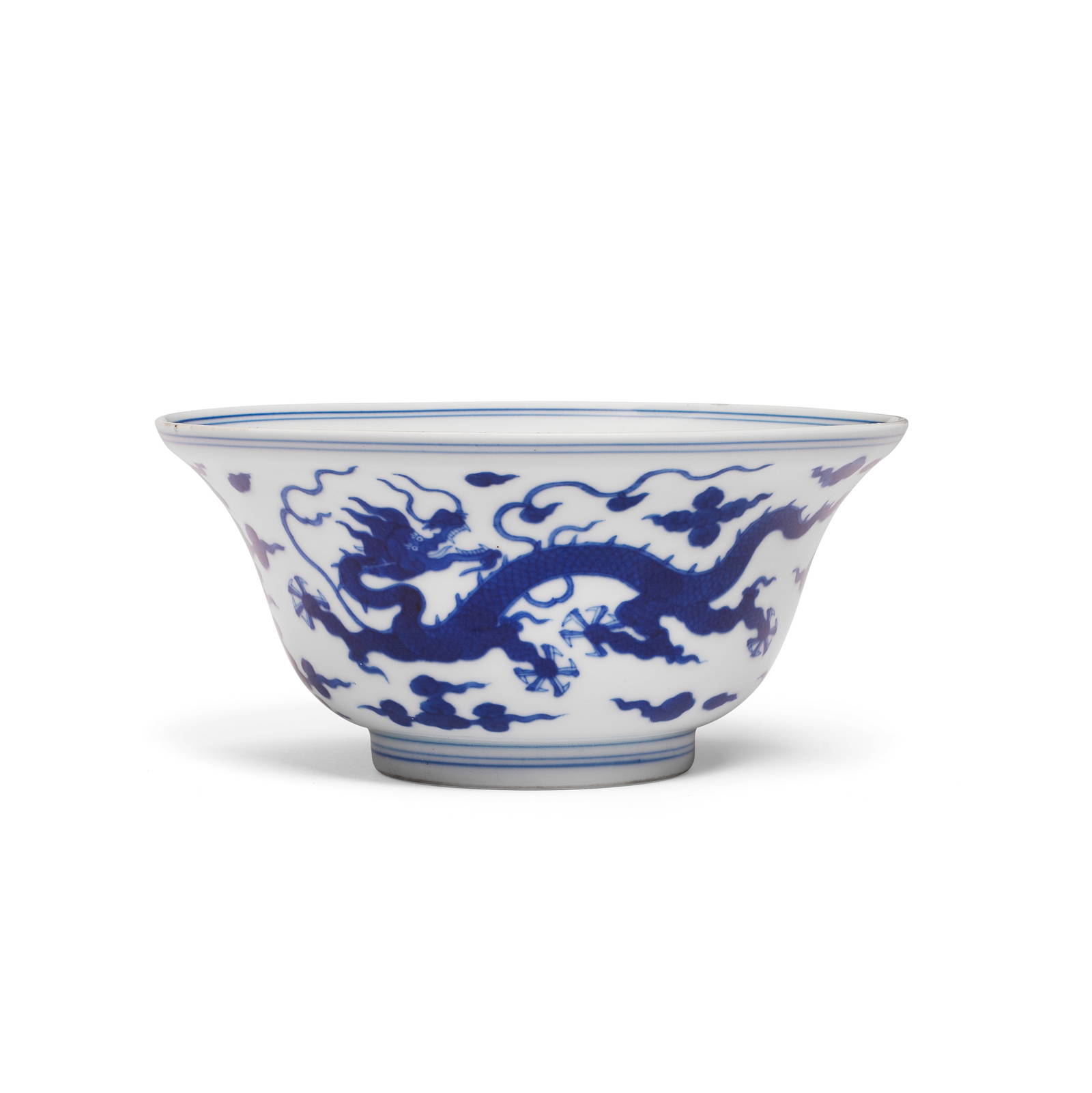 A BLUE AND WHITE 'DRAGON' BOWL Qianlong seal mark and of the period
