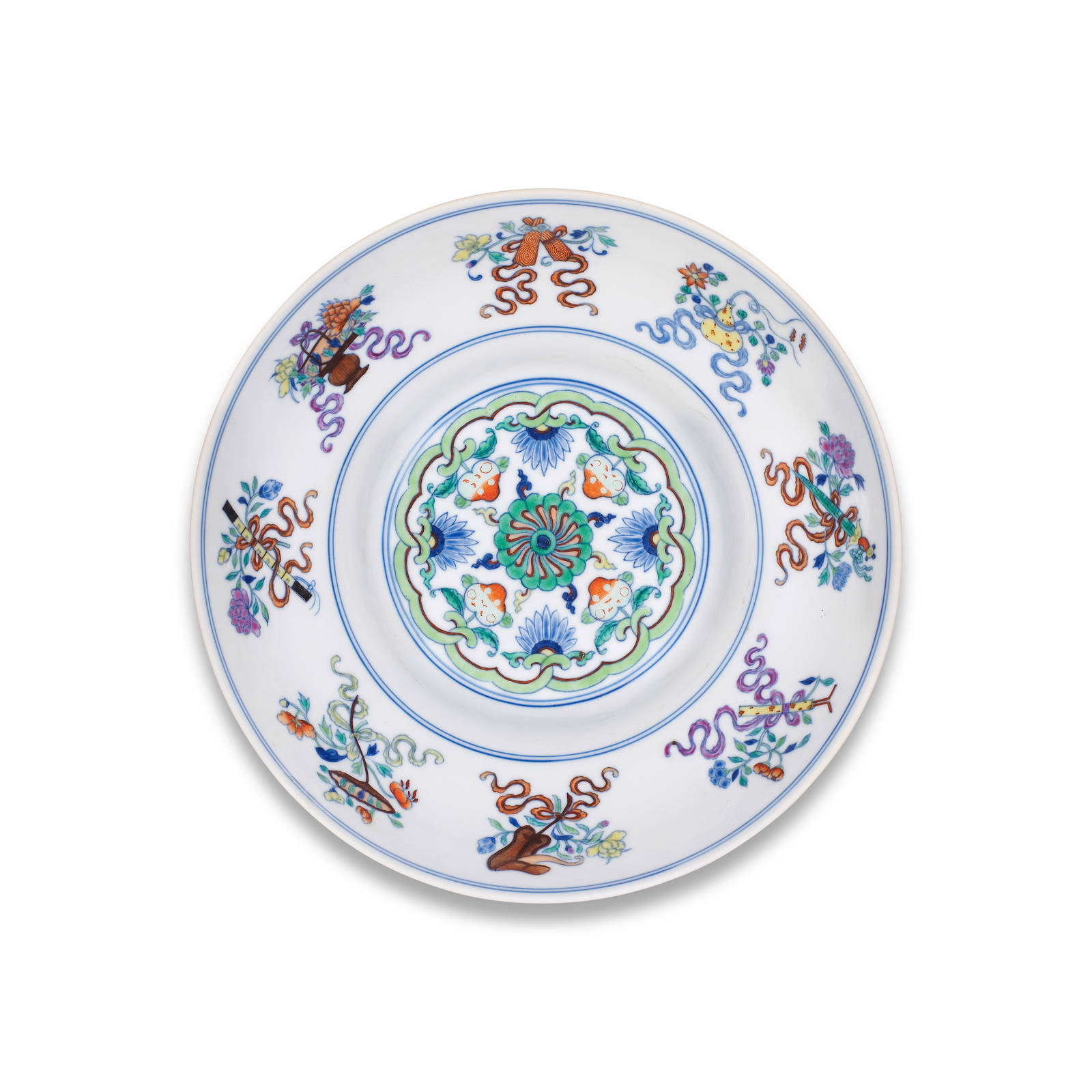 A RARE DOUCAI 'ANBAXIAN' OGEE BOWL Qianlong seal mark and of the period