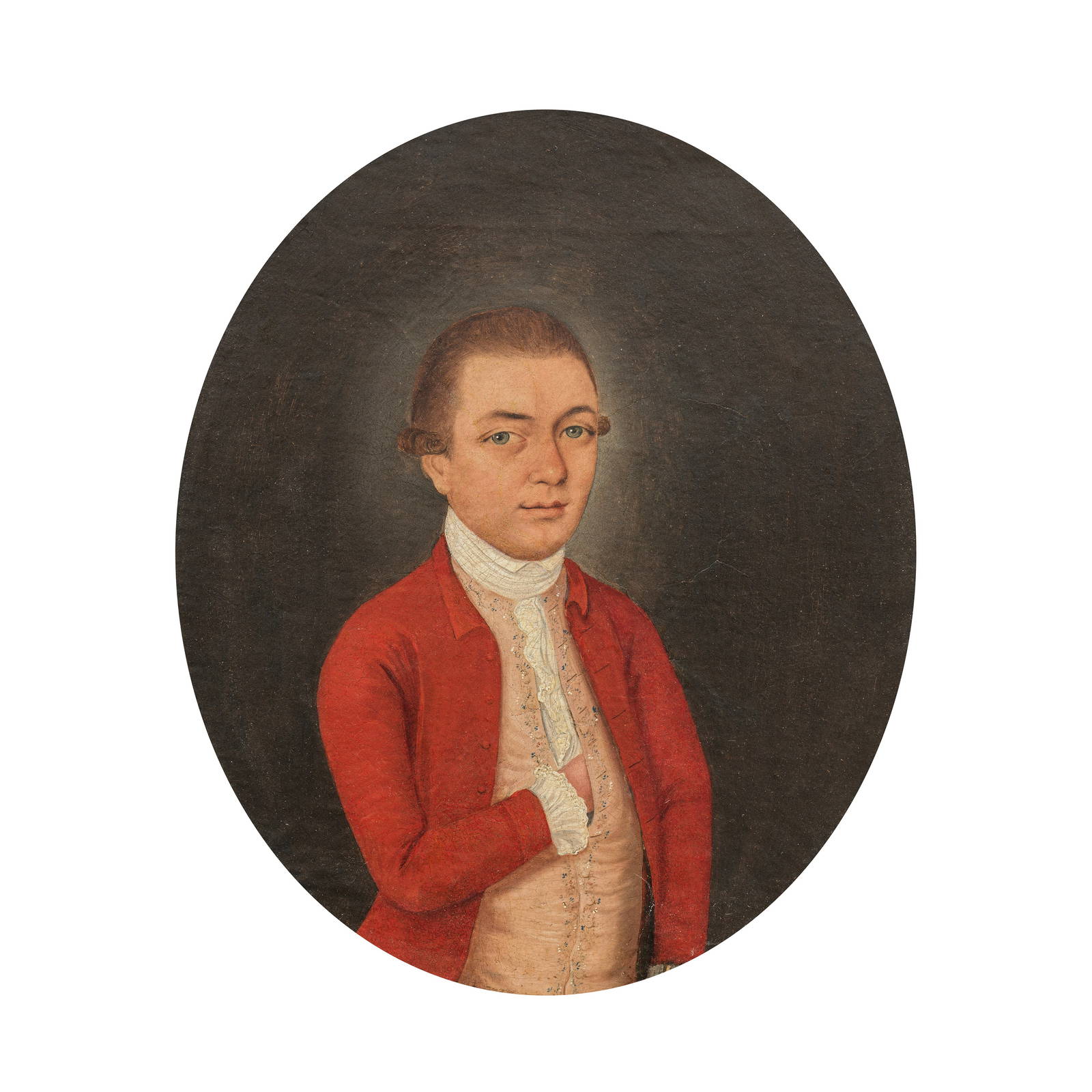 ATTRIBUTED TO SPOILUM (active 1770-1806) A portrait of a young man in a red coat