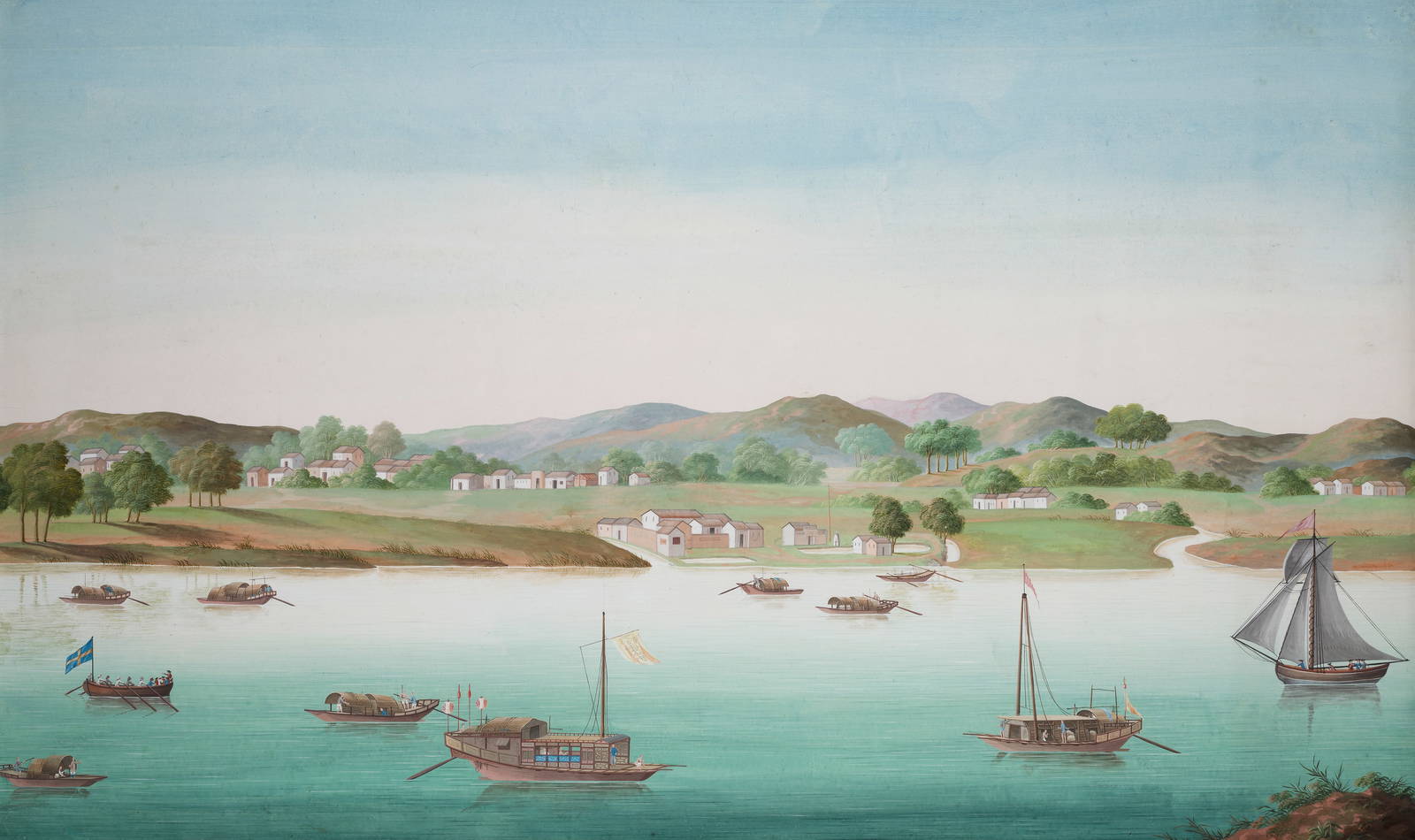 CHINESE ARTIST (CIRCA 1790) View of the Pearl River with Chinese and Swedish vessels