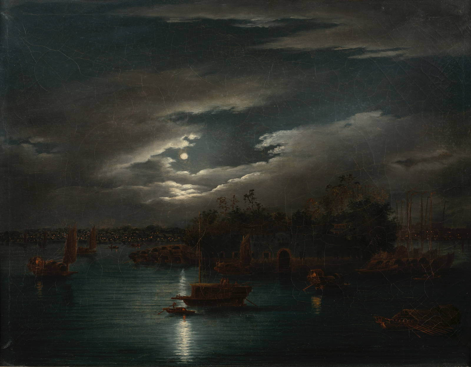 CHINESE ARTIST (CIRCA 1840) The Dutch Folly Fort, Canton by Moonlight