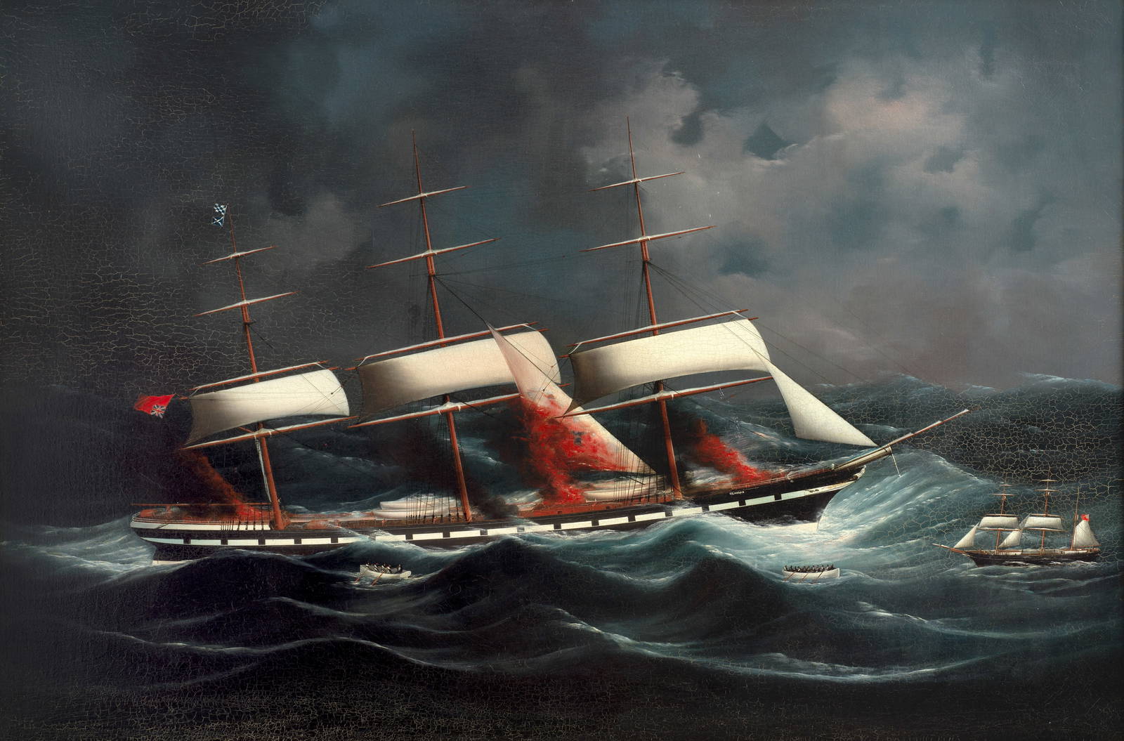 CHINESE ARTIST (CIRCA 1882) The clipper ship Kilmodan on fire