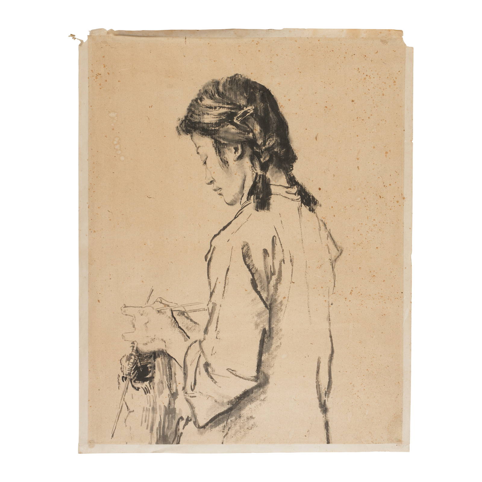 JIANG ZHAOHE (1904-1986) Girl Knitting