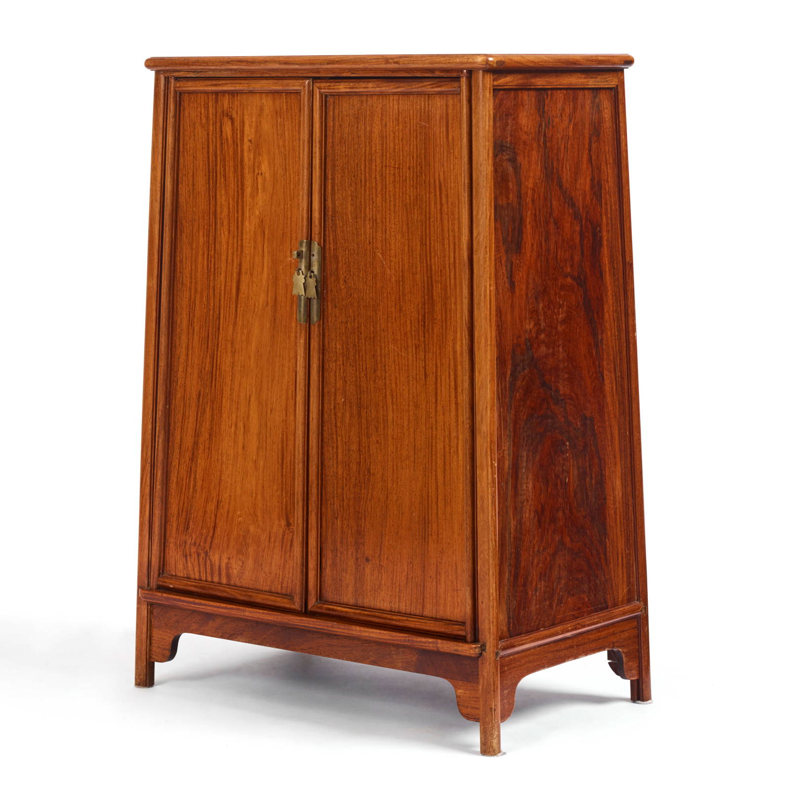 A SMALL HUANGHUALI TAPERING ROUND-CORNER CABINET, YUANJIAOGUI Qing Dynasty