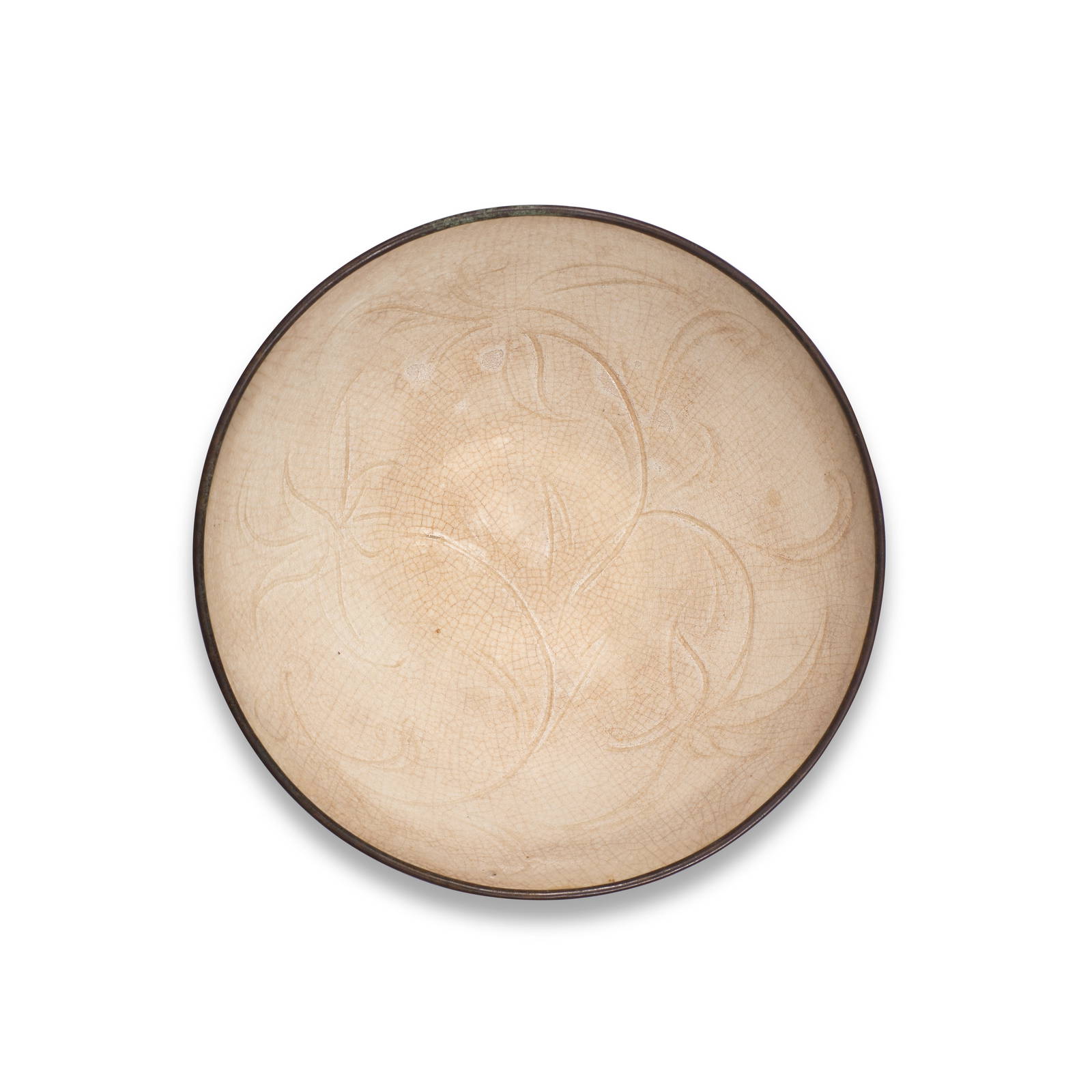 AN UNUSUAL 'DING-TYPE' CREAM-GLAZED CARVED 'FLORAL' BOWL Ming Dynasty (2)