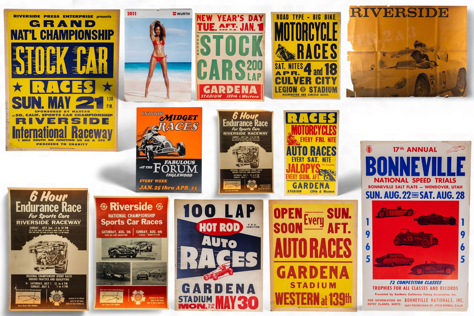 A grouping of vintage Southern California racing event posters, (1 of 14)