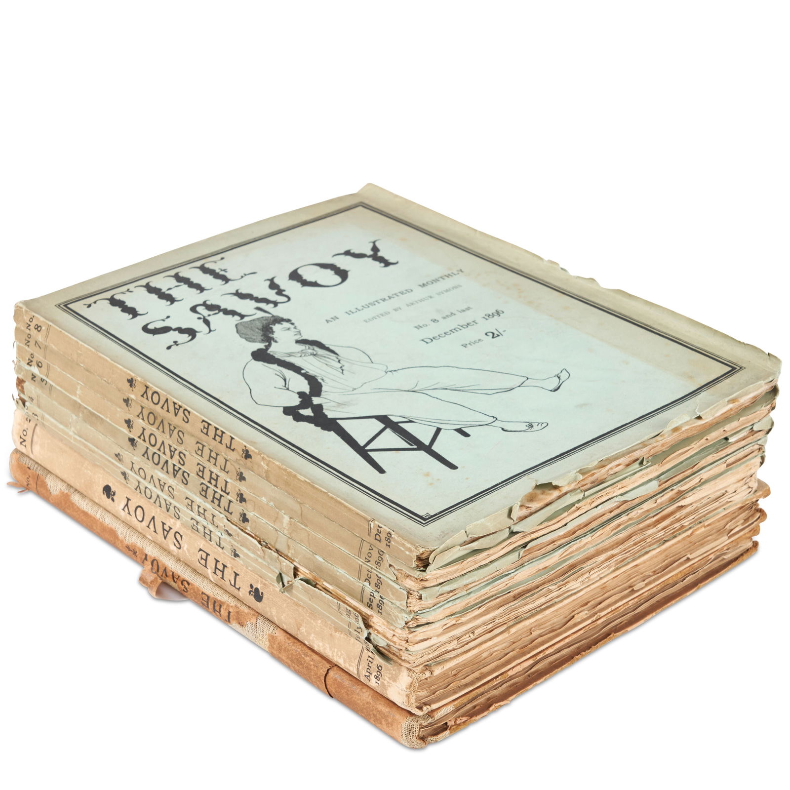 ILLUSTRATED BY AUBREY BEARDSLEY. SYMONS, ARTHUR, editor. 1865-1945. The Savoy, an Illustrated Q...: ILLUSTRATED BY AUBREY BEARDSLEY. SYMONS, ARTHUR, editor. 1865-1945. The Savoy, an Illustrated Quarterly. London: Leonard Smithers, 1896. 8 volumes. 8vo. Cover illustrations, plates, decorations, and