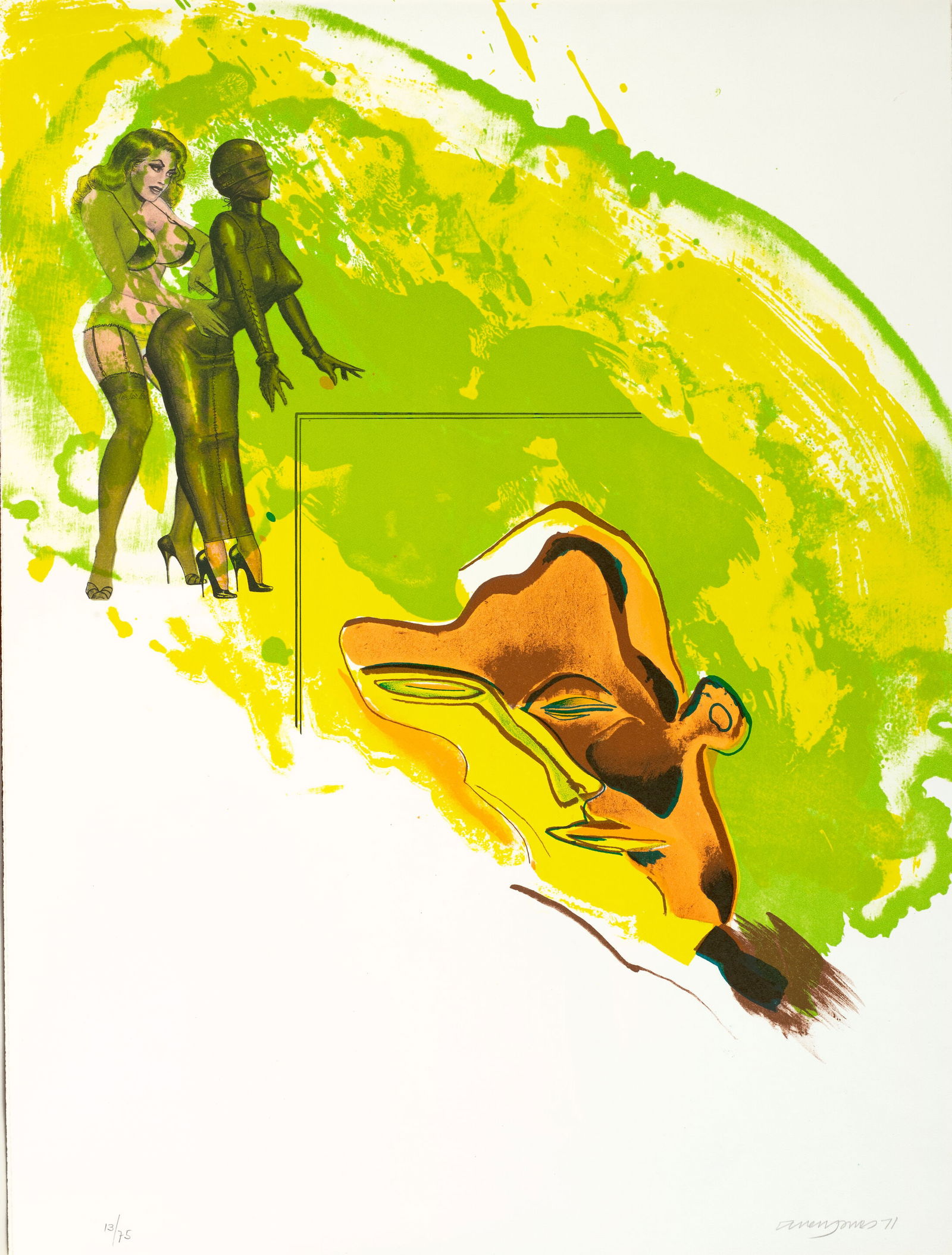 JONES, ALLEN. B. 1937. Album. Zurich and London: printed by Matthieu AG for Marlborough Graphics...: JONES, ALLEN. B. 1937. Album. Zurich and London: printed by Matthieu AG for Marlborough Graphics, 1971. Folio. 7 lithographs printed in colors, on Rives handmade paper, each signed, dated and numbered