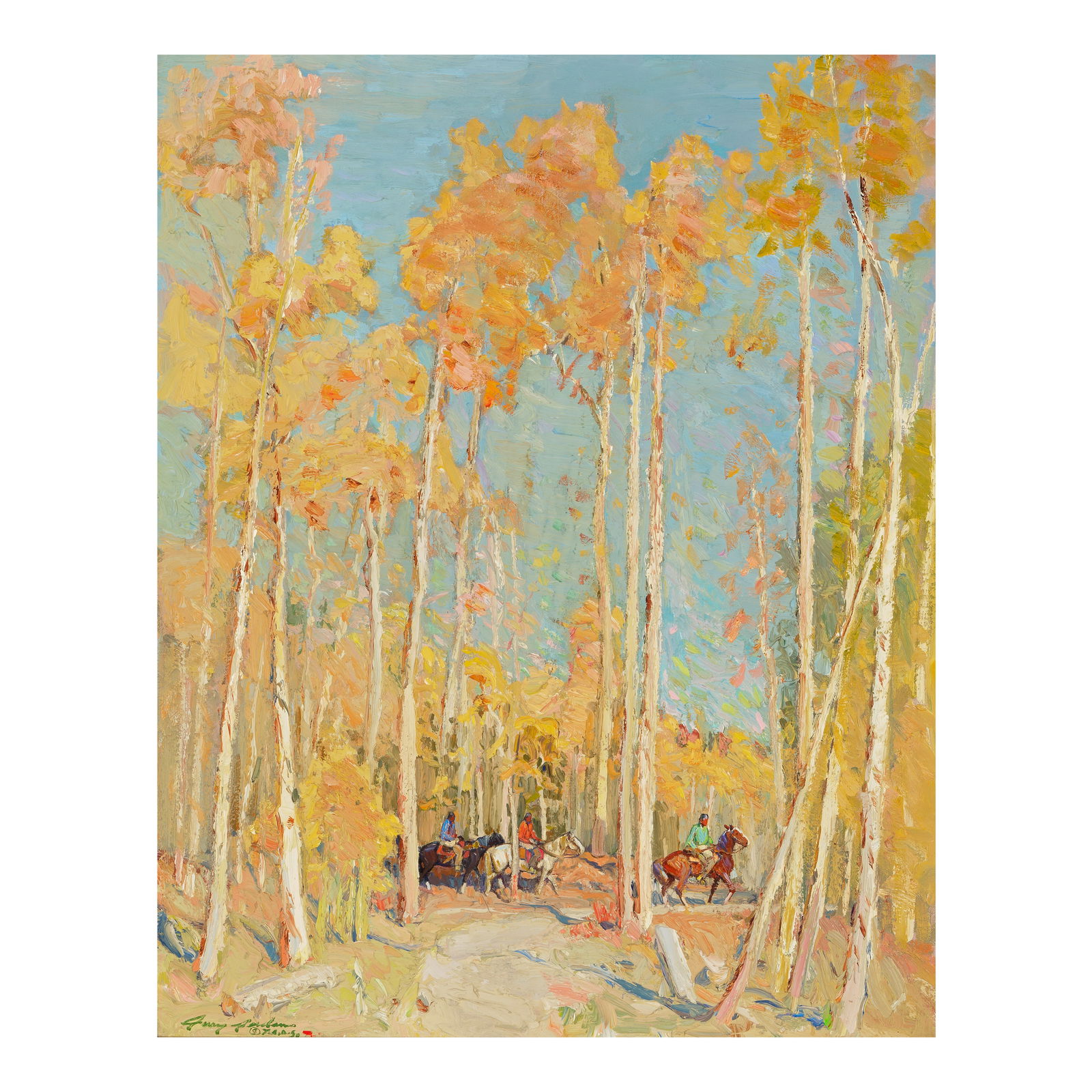 Jerry Jordan (born 1944) It's a New Day 30 x 24 in.: Jerry Jordan (born 1944) It's a New Day signed and inscribed 'Jerry Jordan / © T.A.O.S.' (lower left) and signed again and titled (on the backing) oil on canvas 30 x 24 in. Footnotes: Provenance<