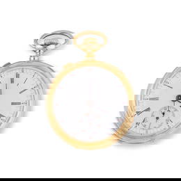 A 14K gold open face split second keyless wind chronograph pocket watch Chronographe de poche &#...