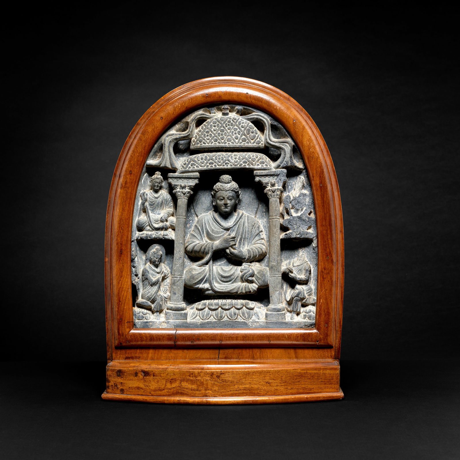 A grey schist relief carving of the Buddha preaching  Ancient region of Gandhara, 2nd/ 3rd Century (1 of 1)