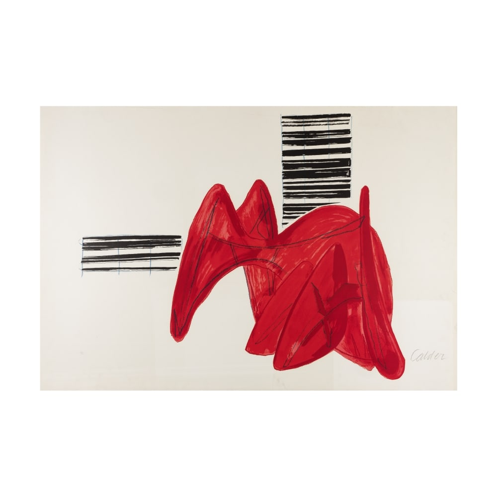 ALEXANDER CALDER (1898-1976) Grands Rapids, 1965 Lithographie en couleursSignée et justifi&...: ALEXANDER CALDER (1898-1976) Grands Rapids, 1965 Lithographie en couleurs Signée et justifiée 'HC' 76 x 111,5 cm Cette lithographie représente la sculpture monumentale se trouvant dans