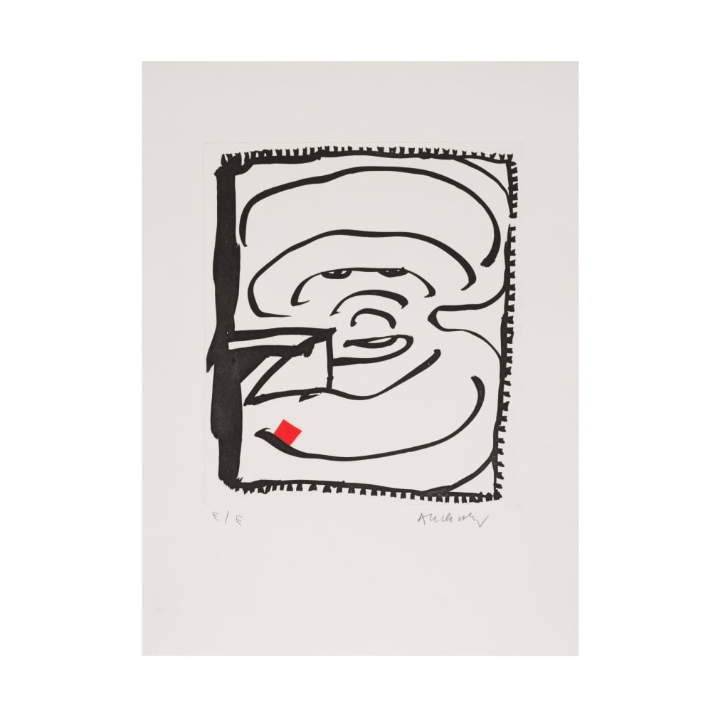 PIERRE ALECHINSKY (NE EN 1927) Sans titre Eau-forte et aquatinte en couleurs sur vélin de B...: PIERRE ALECHINSKY (NE EN 1927) Sans titre Eau-forte et aquatinte en couleurs sur vélin de BFK Rives Signée et annotée 'E/E' Tirée de l'ouvrage Poèmes à voir de Jean Tardi