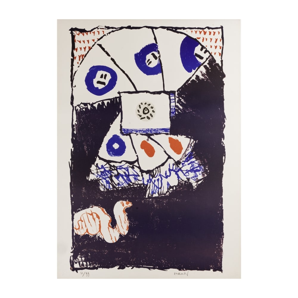 PIERRE ALECHINSKY (NE EN 1927) Fenêtres, 1977 Lithographie en couleur et eau-forte sur Arch...: PIERRE ALECHINSKY (NE EN 1927) Fenêtres, 1977 Lithographie en couleur et eau-forte sur Arches Planche tiré du portfolio Fenêtres Signée et numérotée 51/99 102 x 71,8 cm C