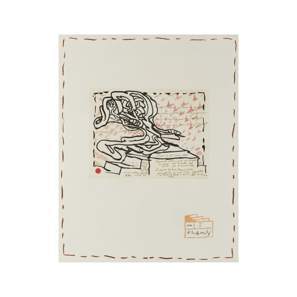 PIERRE ALECHINSKY (NE EN 1927) Chaque matin II, 1988 (Ceuleers & Van de Velde, 81)Eau-forte en c...: PIERRE ALECHINSKY (NE EN 1927) Chaque matin II, 1988 (Ceuleers & Van de Velde, 81) Eau-forte en couleurs Signée et numérotée 77/90 Planche n° 9, sur une suite de 10, tirée de