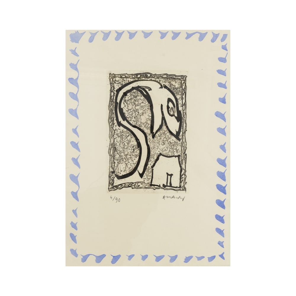 PIERRE ALECHINSKY (NE EN 1927) Monument tobacco, 1978 (Ceuleers & Van de Velde, 52)Eau-forte et ...: PIERRE ALECHINSKY (NE EN 1927) Monument tobacco, 1978 (Ceuleers & Van de Velde, 52) Eau-forte et rehaut d'aquarelle appliquée au pochoir sur papier d'Arches Signée et justifiée 4/90 Tir