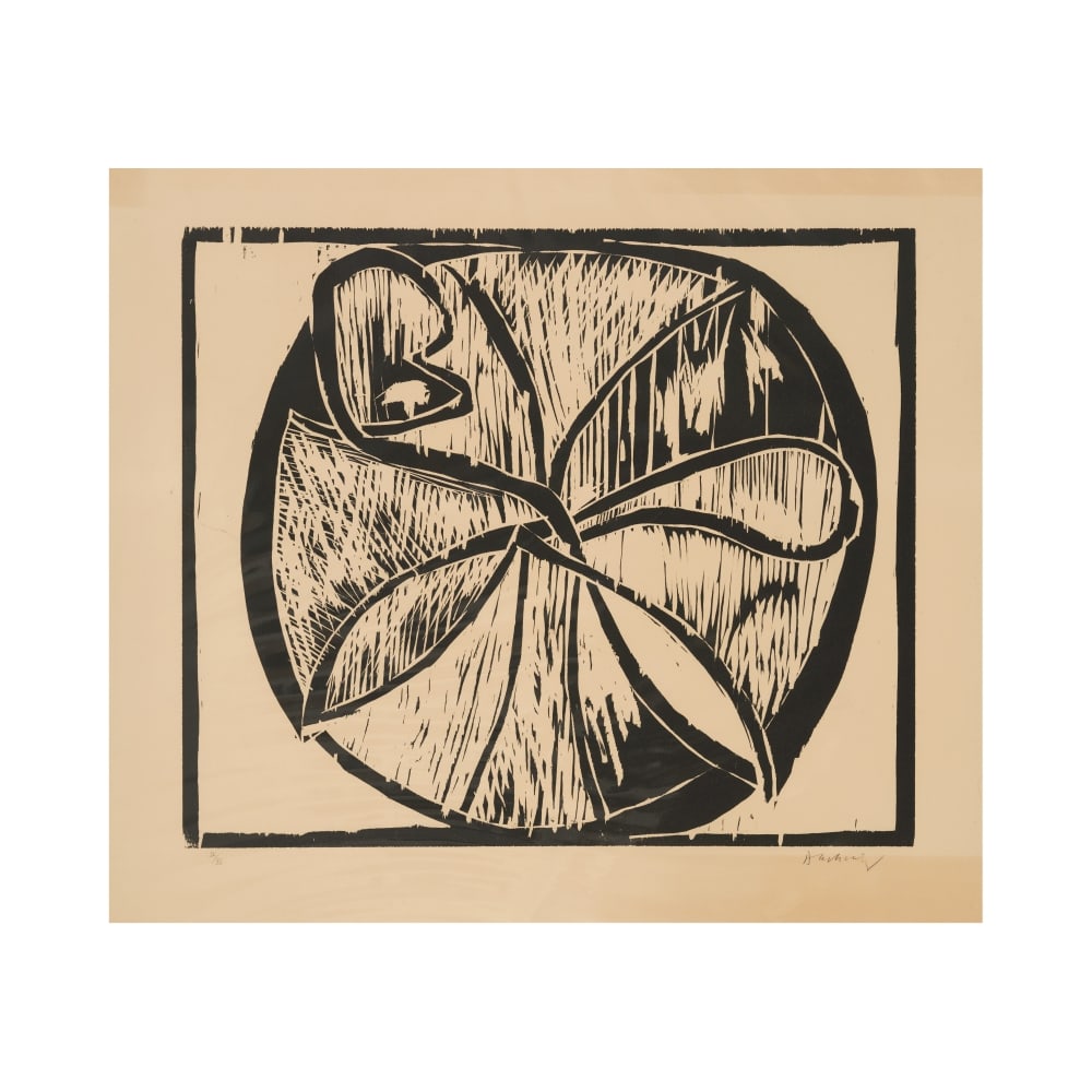 PIERRE ALECHINSKY (NE EN 1927) Au fil du bois, 1973 - planche 5 Bois gravé en noirSigné...: PIERRE ALECHINSKY (NE EN 1927) Au fil du bois, 1973 - planche 5 Bois gravé en noir Signée et justifiée 'IX/XV' (150 épreuves numérotées) 62,9 x 73,5 cm Wood engraving in