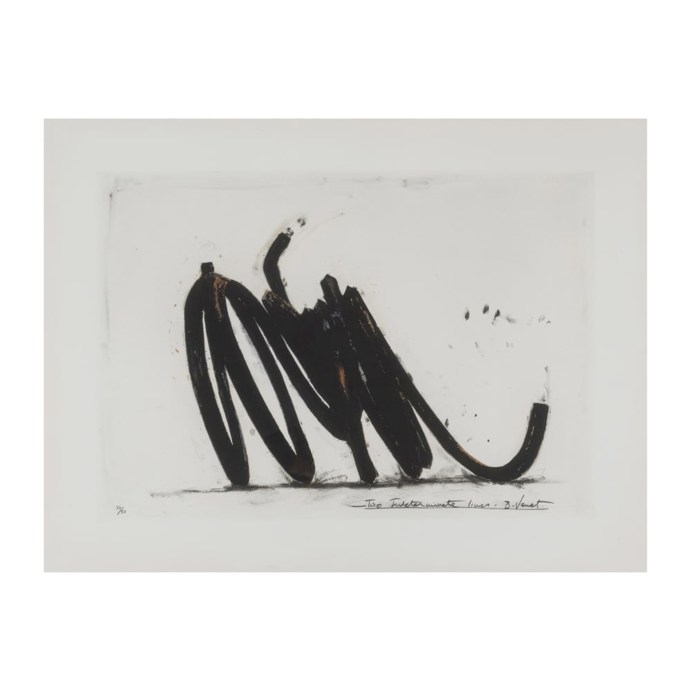 BERNAR VENET (NE EN 1941) Two Indeterminate Lines, 2014 Héliogravure sur polymère, ea...: BERNAR VENET (NE EN 1941) Two Indeterminate Lines, 2014 Héliogravure sur polymère, eau-forte, carborundum, encrage au chiffon et procédé de photo-gravure à partir de plaques d