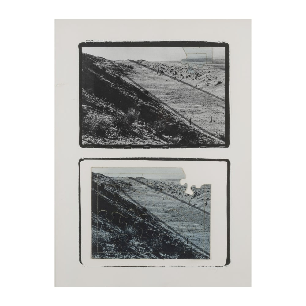 JACQUES MONORY (1924-2018) Sans titre Photographie en noir et blanc et morceau de puzzle en cart...: JACQUES MONORY (1924-2018) Sans titre Photographie en noir et blanc et morceau de puzzle en carton sur papier Signée au crayon Photographie : 32,5 x 45,5 cm (chaque) Cadre : 89 x 65 cm Black and