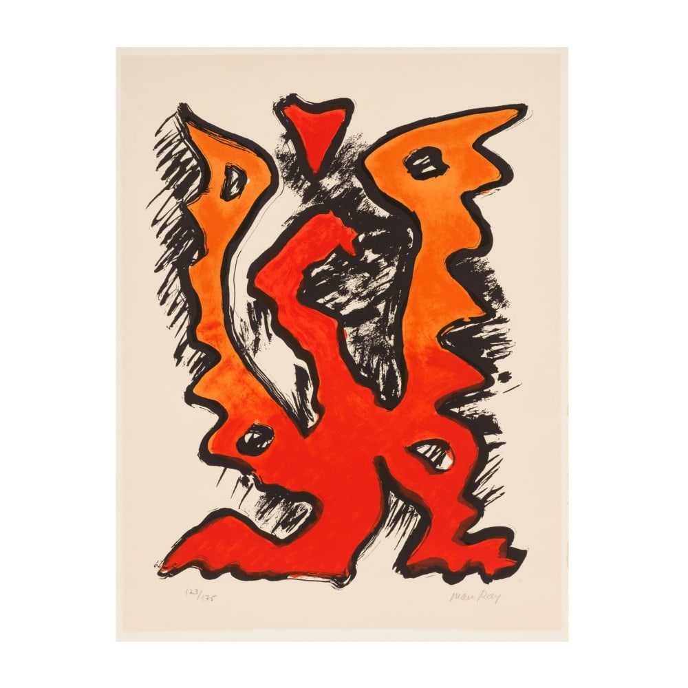MAN RAY (1890-1976) Mythologie moderne II, 1969 (Anselmino, 56)Lithographie en couleurs sur papi...: MAN RAY (1890-1976) Mythologie moderne II, 1969 (Anselmino, 56) Lithographie en couleurs sur papier Signée et numérotée 123/175 65 x 48 cm Color lithograph on papier, signed and numbere