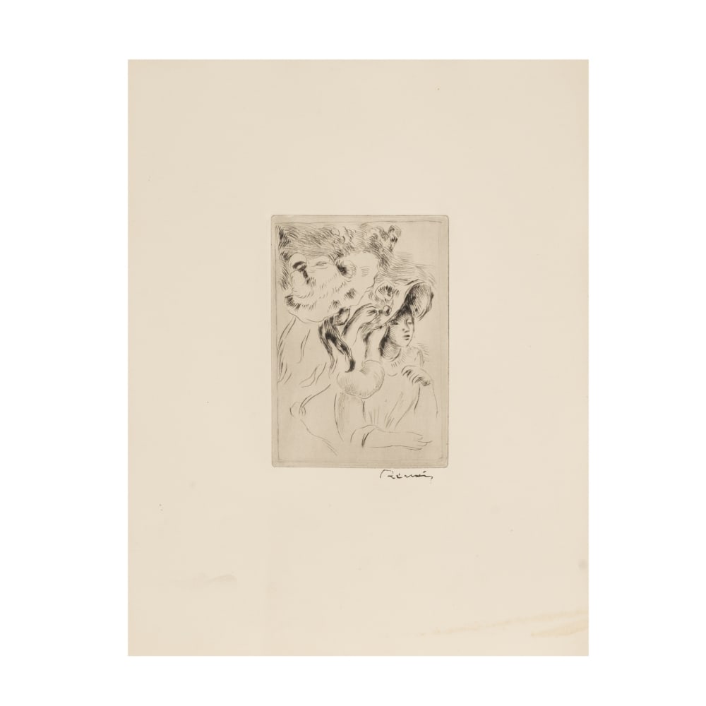PIERRE AUGUSTE RENOIR (1841-1919) Le Chapeau Épinglé (La Fille de Berthe Morisot et s...: PIERRE AUGUSTE RENOIR (1841-1919) Le Chapeau Épinglé (La Fille de Berthe Morisot et sa Cousine), 2e planche, circa 1894 (Stella, 7) Eau-forte et pointe sèche sur vélin Cachet de la
