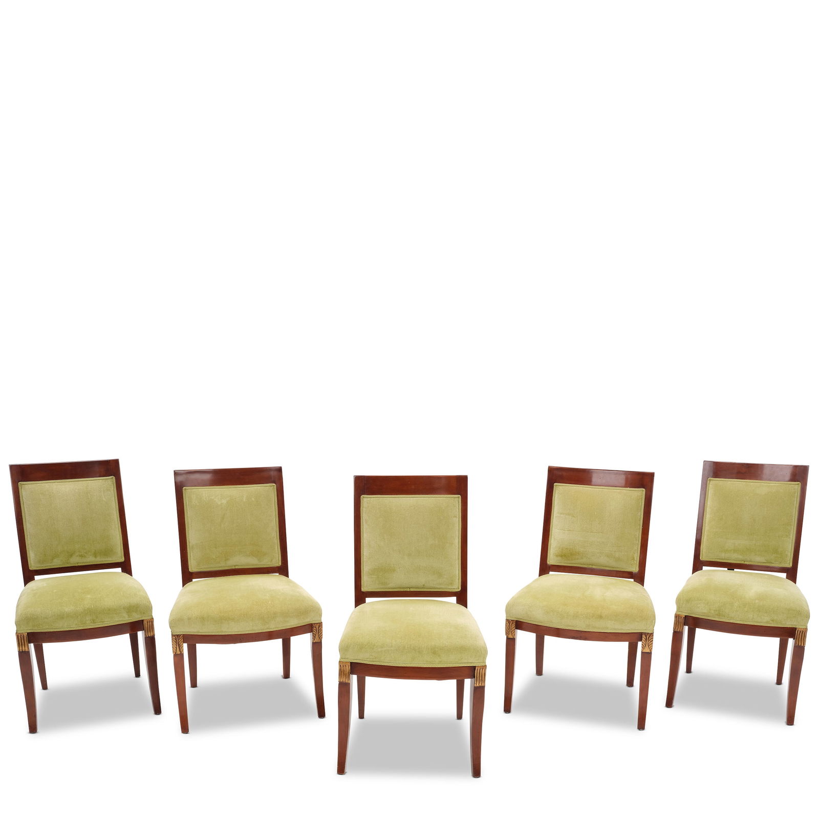 A SET OF FIVE EMPIRE STYLE PARCEL GILT MAHOGANY DINING CHAIRS20th century (1 of 2)