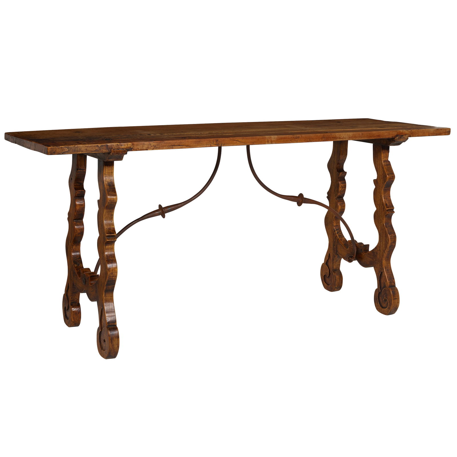 AN ITALIAN BAROQUE STYLE IRON AND WALNUT LIBRARY TABLE20th century (1 of 4)