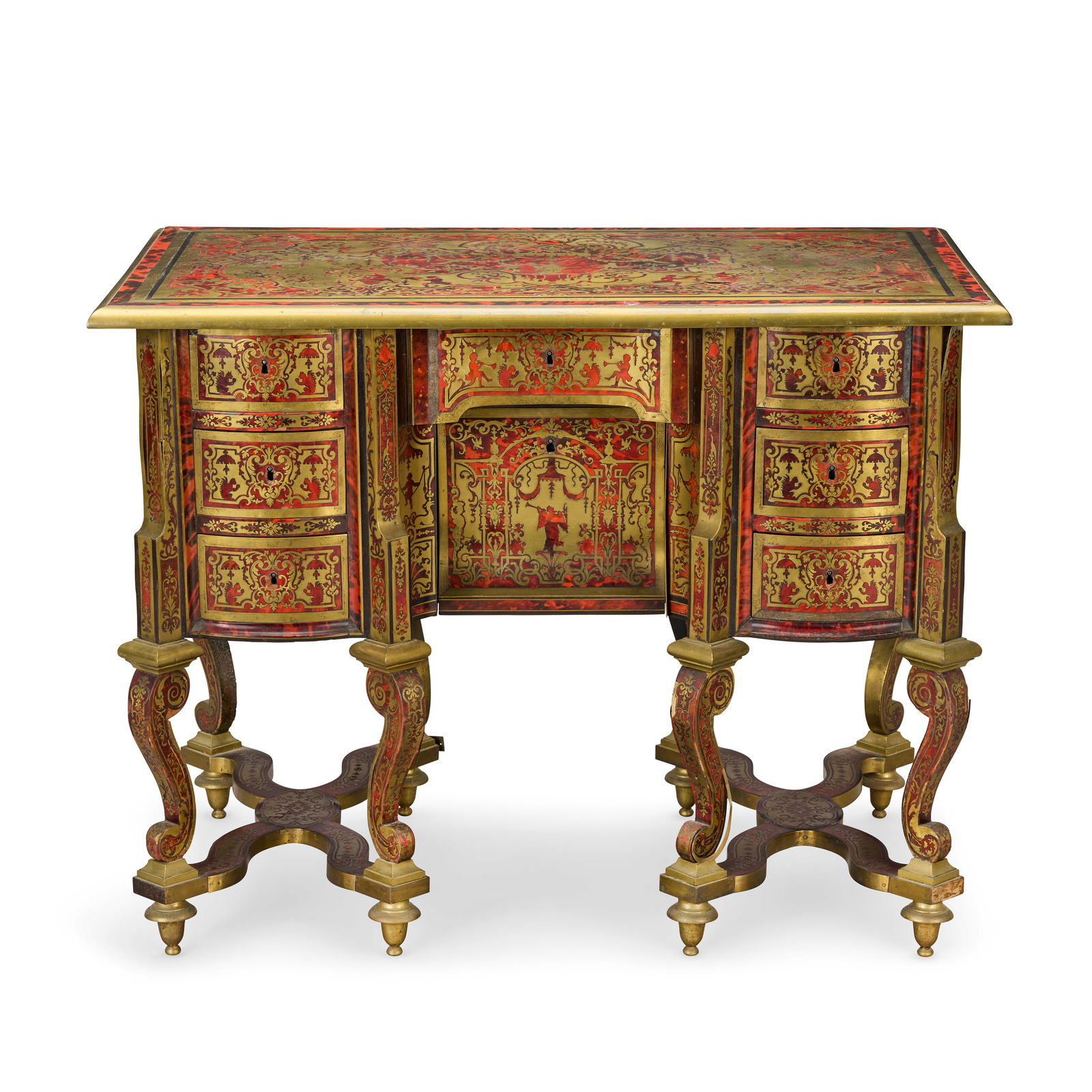 A Louis XIV stained tortoiseshell, gilt-brass mounted and cut brass inlaid bureau mazarinPossibl... (1 of 1)