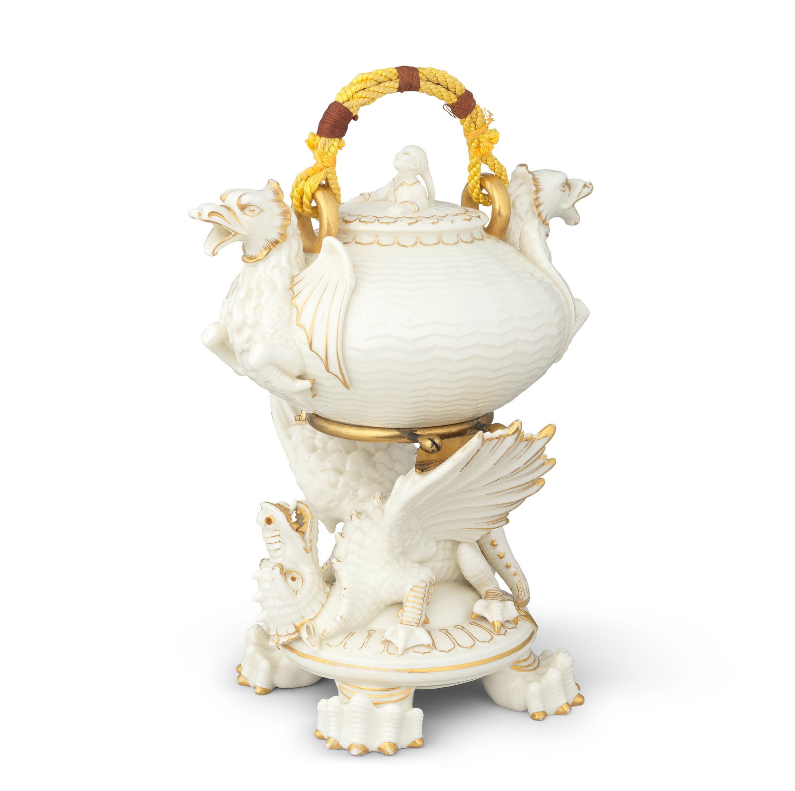 A very rare Belleek 'Chinese Tea Urn', cover and stand, circa 1875 (1 of 1)