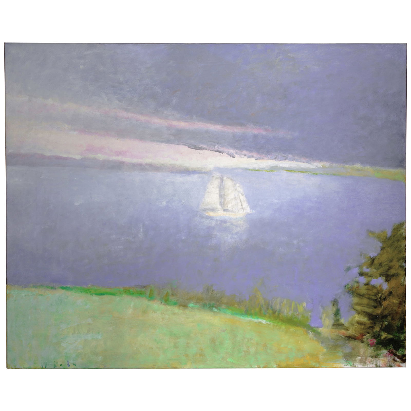 WOLF KAHN (1927-2020) In Friendship Cove 42 x 52 in. (106.7 x 132.1 cm.) (Painted in 1989.): WOLF KAHN (1927-2020) In Friendship Cove signed 'W Kahn' (lower left) and inscribed with artist's inventory number '#32 1989' and inscribed with title (on the stretcher) and inscribed with artist's in