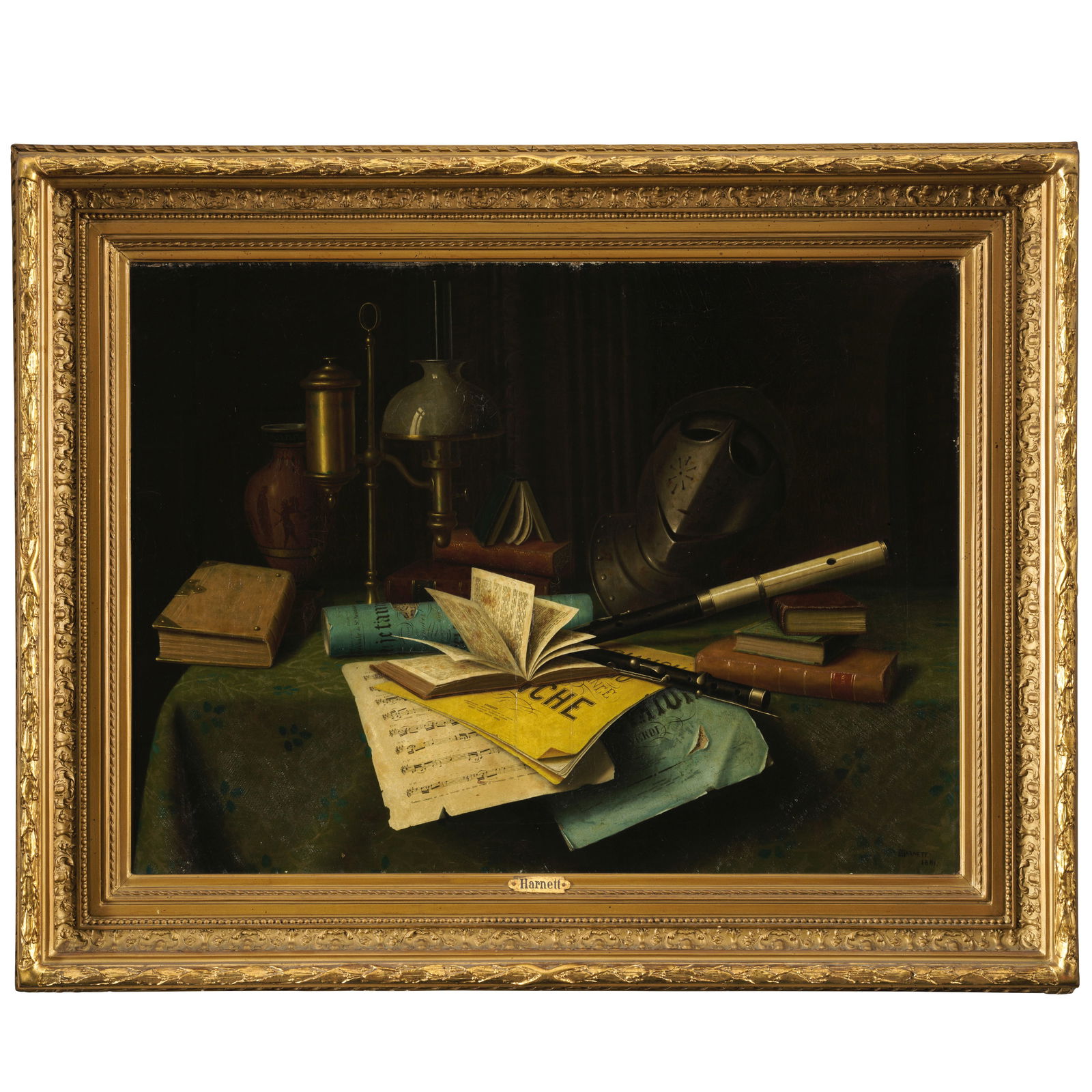 WILLIAM MICHAEL HARNETT (1848-1892) Still Life with Books 28 1/8 x 38 in. (71.4 x 96.5 cm.) (Pai...: WILLIAM MICHAEL HARNETT (1848-1892) Still Life with Books signed and dated 'HARNETT. / 1881' (lower right) oil on canvas 28 1/8 x 38 in. (71.4 x 96.5 cm.) Painted in 1881. Footnotes: Provenance Pr