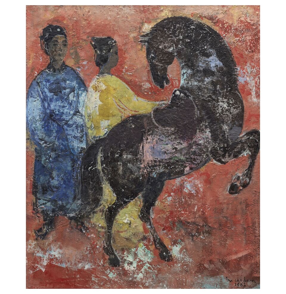 Vu Cao Dam (French-Vietnamese, 1908-2000) Black Horse (1 of 4)