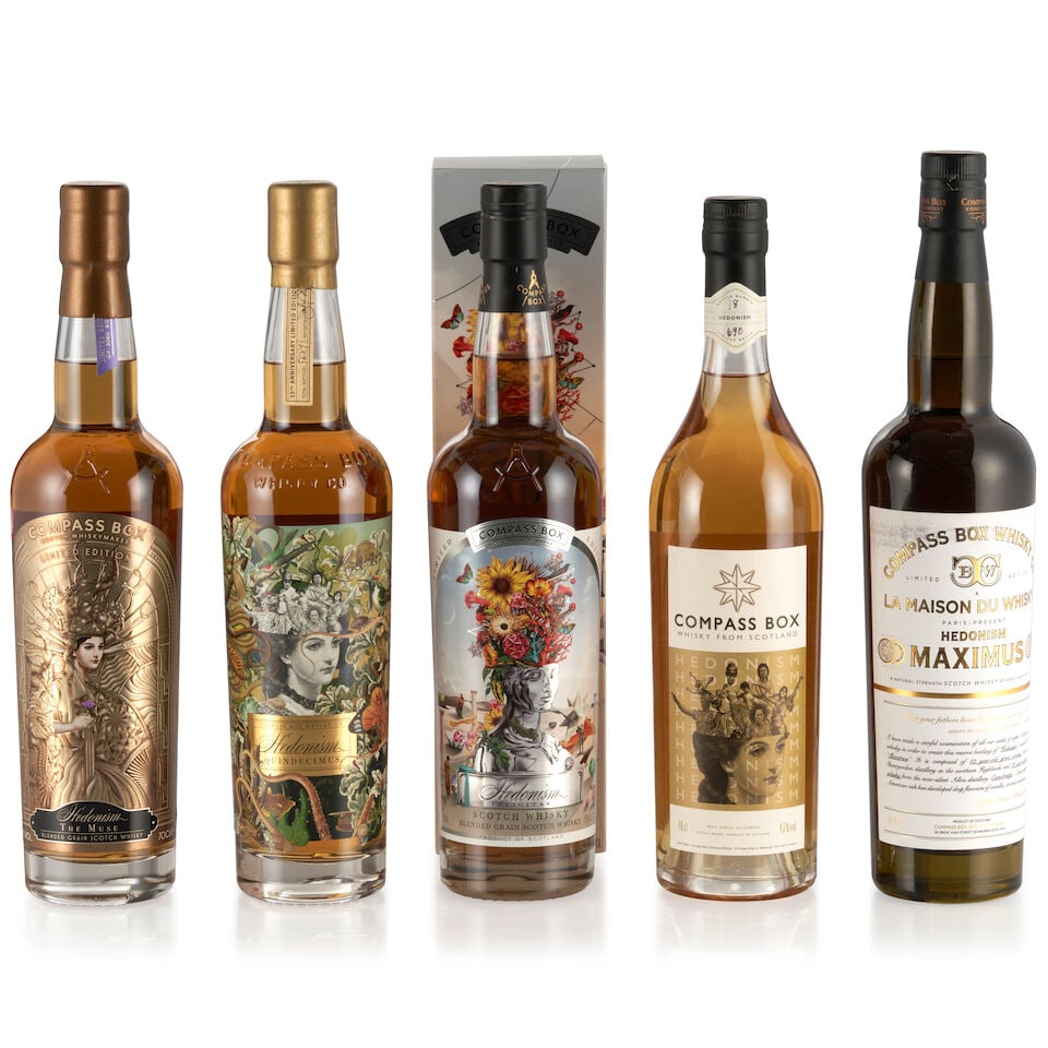 Compass Box Hedonism Inaugural, 2000 (1 bottle, 700ml) Compass Box Hedonism Felicitas, 2020 (1 b... (1 of 1)