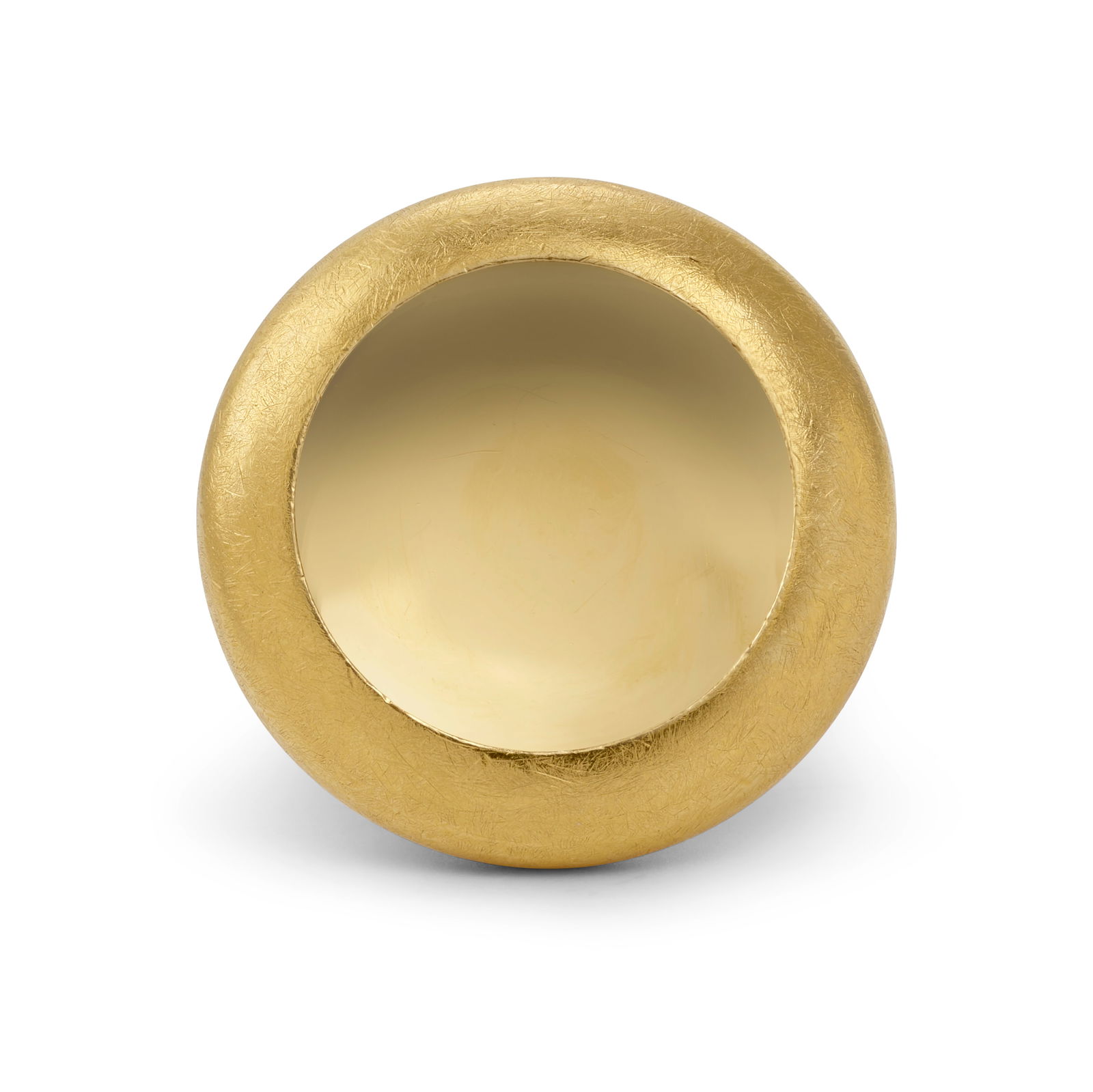 ANISH KAPOOR: A 22K GOLD 'WATER' RING: ANISH KAPOOR: A 22K GOLD 'WATER' RING Of a concave design, juxtaposing textured and polished gold, edition 12/100 in collaboration with Louisa Guinness, signed A. Kapoor, with maker's marks, with Eng