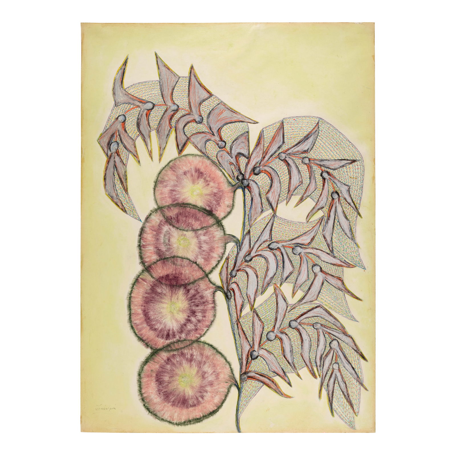 ANNA ZEMÁNKOVÁ (1908-1986) Untitled 24 3/4 x 17 3/4 in (62.8 x 45 cm) (Executed circa ...: ANNA ZEMÁNKOVÁ (1908-1986) Untitled signed 'Zemánková' (lower left) gouache, pastel, colored pencil and ballpoint pen on paper 24 3/4 x 17 3/4 in (62.8 x 45 cm) Executed circa 1972