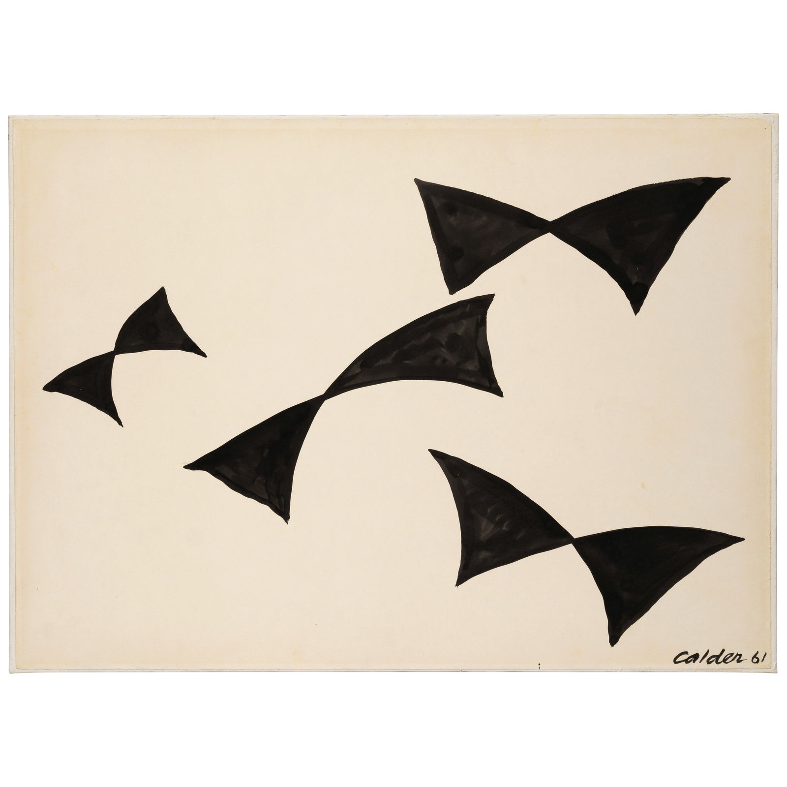 ALEXANDER CALDER (1898-1976) Untitled 21 1/2 x 29 3/4 in (54.6 x 75.6 cm) (Executed in 1961): ALEXANDER CALDER (1898-1976) Untitled signed and dated 'Calder 61' (lower right) ink on paper laid on canvas 21 1/2 x 29 3/4 in (54.6 x 75.6 cm) Executed in 1961 Footnotes: This work is registered in