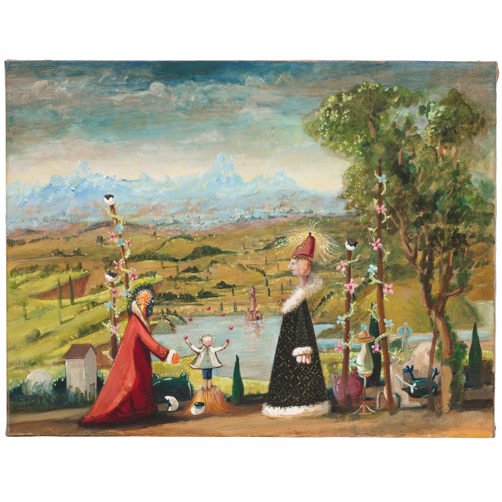 GEORGE CONDO (B. 1957) Ideal Nature 19 3/4 x 25 5/8 in (50.2 x 65.1 cm) (Painted in 1994): GEORGE CONDO (B. 1957) Ideal Nature signed and dated 'Condo 94' (lower left); signed, inscribed and dated 'Condo Sept 94 'Ideal Nature'' (on the reverse) oil on canvas 19 3/4 x 25 5/8 in (50.2 x 65.1