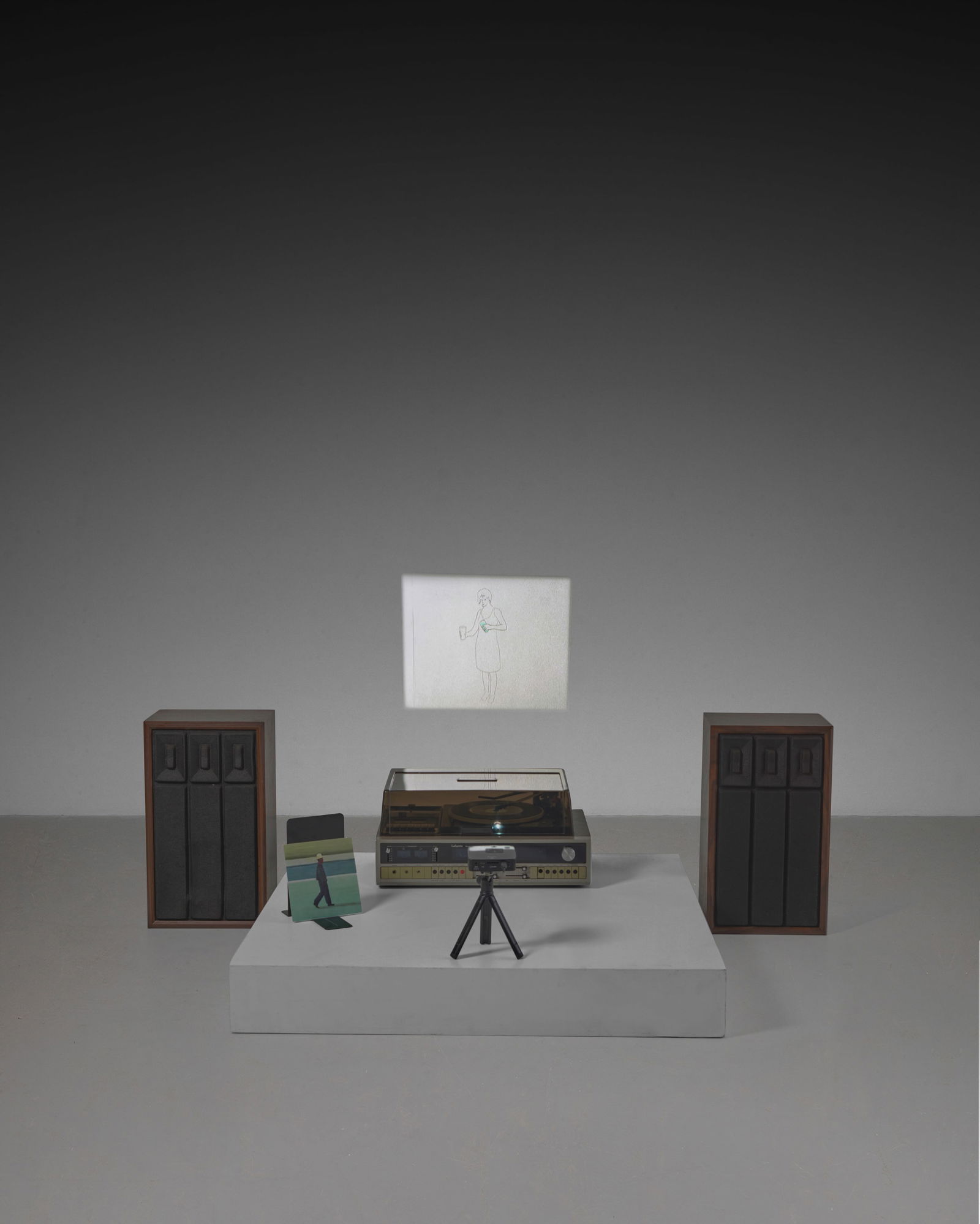 FRANCIS ALŸS (B. 1959) Song for Lupita installation dimensions variable (Executed in 1998): FRANCIS ALŸS (B. 1959) Song for Lupita video and sound installation with 60-minute animated film, vinyl player with 45 rpm record and sound element, projector, and two speakers installation dimen