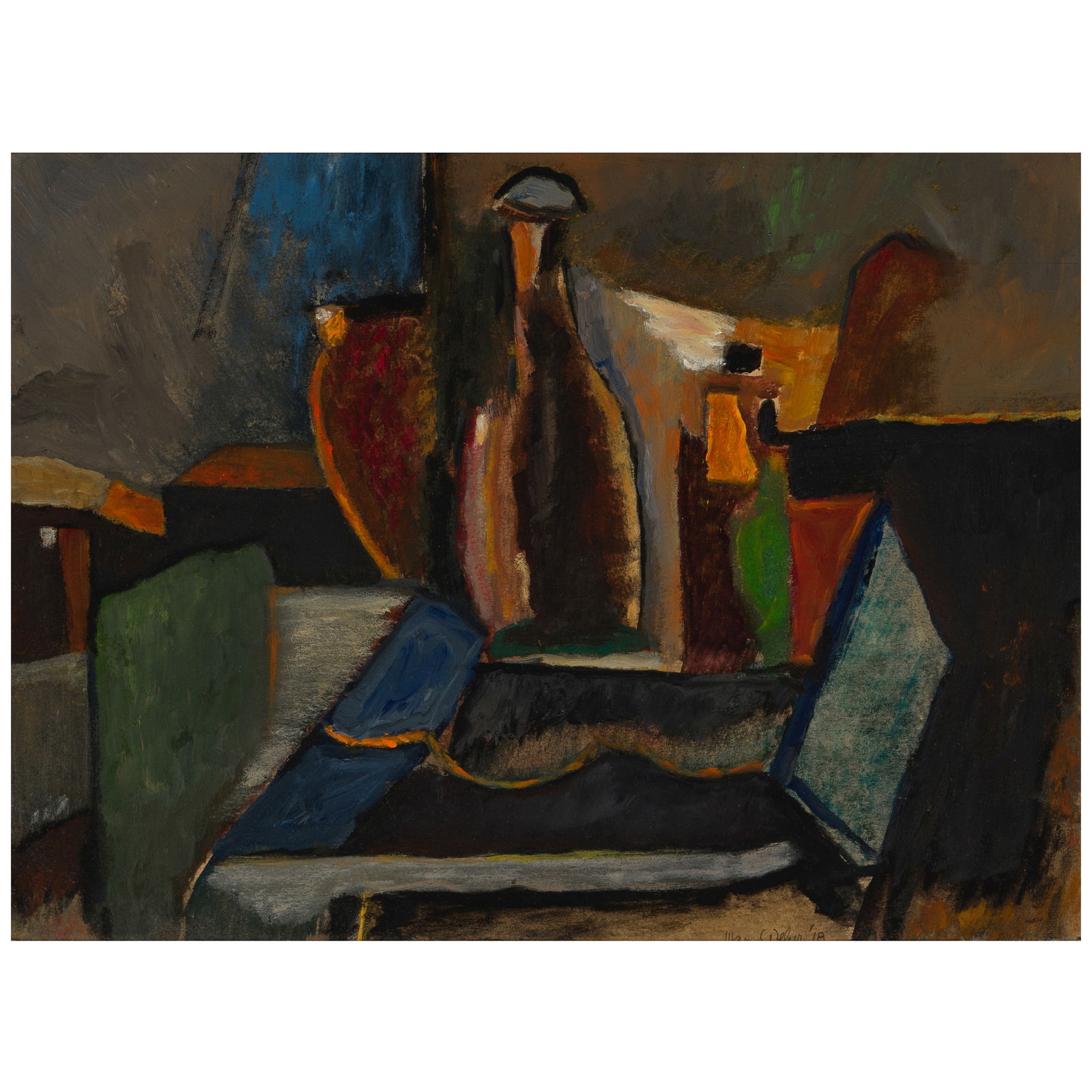 MAX WEBER (1881-1961) Still Life 10 7/8 x 15 1/4 in. (27.6 x 38.7 cm.) (Painted in 1918.): MAX WEBER (1881-1961) Still Life signed and dated 'Max Weber '18' (lower right) oil on board 10 7/8 x 15 1/4 in. (27.6 x 38.7 cm.) Painted in 1918. Footnotes: Provenance Harold Diamond, New