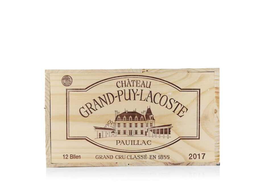 Château Grand Puy Lacoste, 2017 (12 x 750ml): Château Grand Puy Lacoste, 2017 (12 x 750ml) Region: Pauillac Packaging: original wooden case This lot is subject to the following lot symbols: Δ Δ VAT at the prevailing rate on Hammer