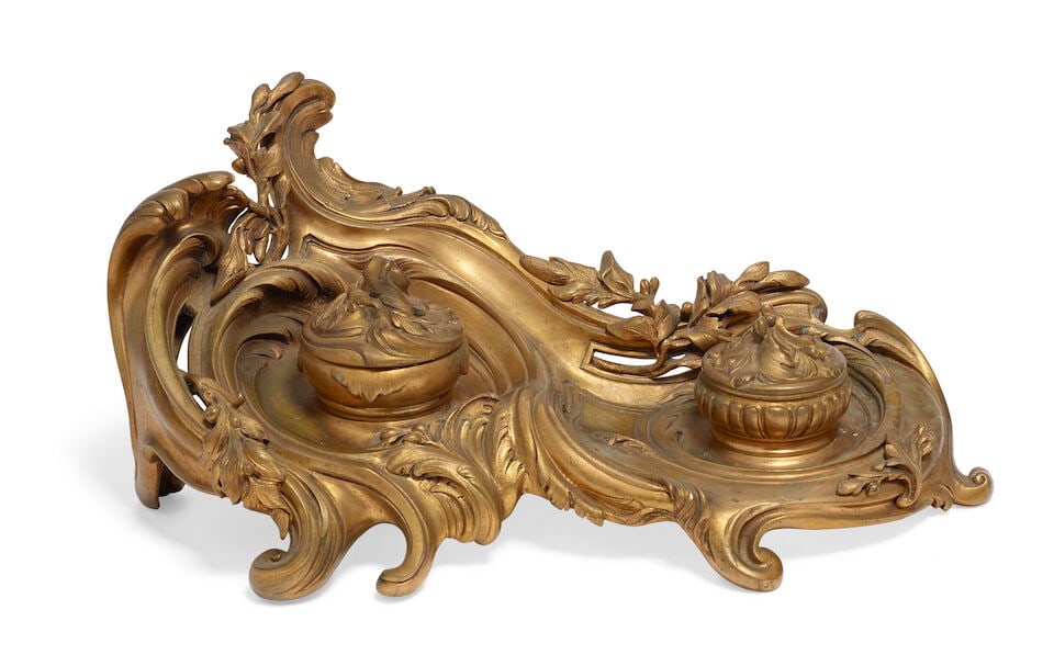 A Louis XV style gilt bronze inkstand circa 1900 (1 of 2)