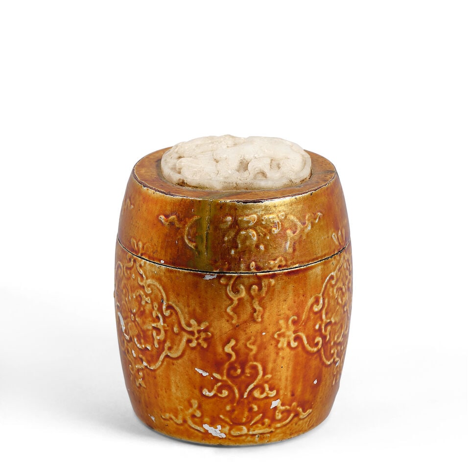 A CHINESE JADE PLAQUE MOUNTED WOOD BOX AND COVER Late Qing dynasty / Republic period (1 of 1)