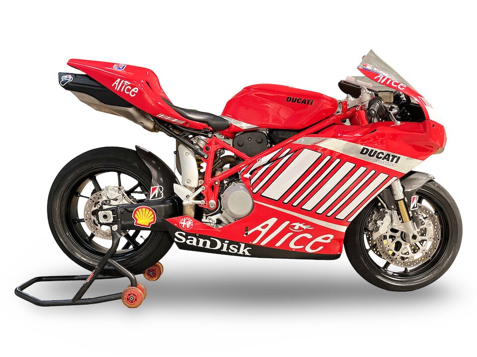 c.2004 Ducati 999/749 'Desmosedici Casey Stoner Replica' Frame no. *ZDMH400AB4B009705* Engine no...: c.2004 Ducati 999/749 'Desmosedici Casey Stoner Replica' Registration no. Unregistered Frame no. *ZDMH400AB4B009705* Engine no. *ZDM749W4*000029* We are advised by the Ducati Museum that this rare mot