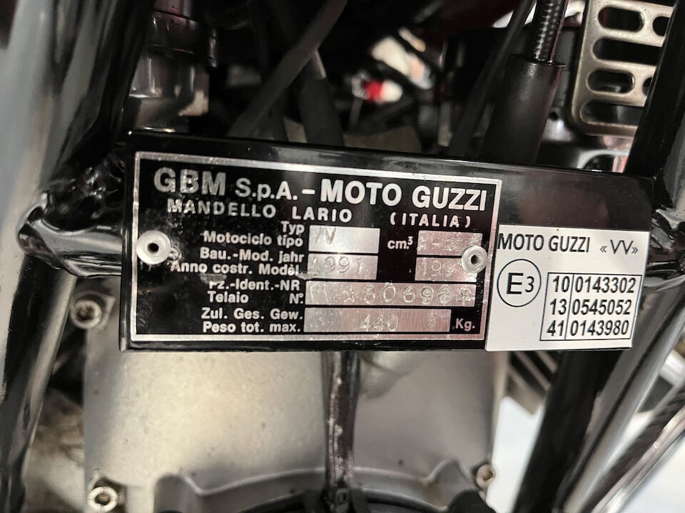 1992 Moto Guzzi 1000SE Frame no. VV50696 Engine no. VV50670 - 3