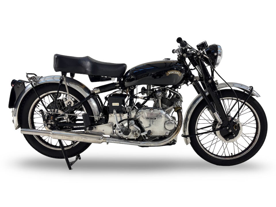 Offered from the estate of the late Len Clutterbuck, 1951 Vincent 499cc Comet Frame no. RC/9305/...: Offered from the estate of the late Len Clutterbuck 1951 Vincent 499cc Comet Registration no. MGW 528 Frame no. RC/9305/C Rear frame no. RC/9305/C Engine no. F5AB/2A/7450 Crankcase mating no: 33CC Thi