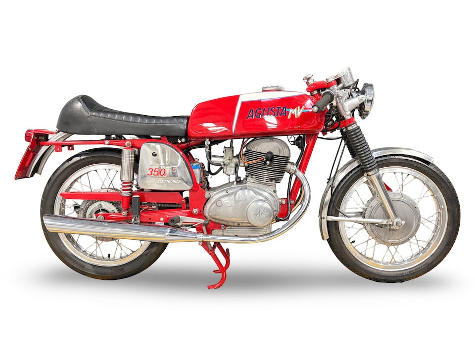 c.1972 MV Agusta 350B Elettronica Frame no. MV350B*21301133 Engine no. MV-2130975: c.1972 MV Agusta 350B Elettronica Registration no. OAB 128K Frame no. MV350B*21301133 Engine no. MV-2130975 Better known for their racing and road-going multi-cylinder machines, MV Agusta also built a