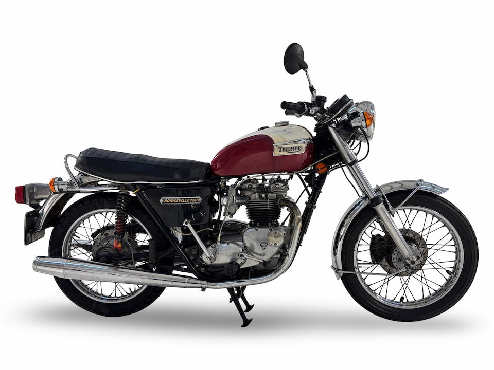 1975 Triumph 750cc T140V Bonneville Frame no. T140V EK61706 Engine no. T140V EK61706: 1975 Triumph 750cc T140V Bonneville Registration no. KLC 893N Frame no. T140V EK61706 Engine no. T140V EK61706 'The Bonneville's biggest plus must be its weight, or rather, the lack of it. At just 424