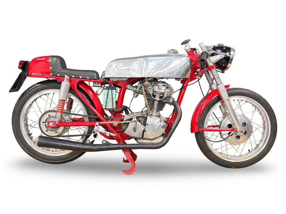 1962 Ducati 250cc Café Racer Frame no. DM250 82021 Engine no. DM250 15491: 1962 Ducati 250cc Café Racer Registration no. 507 XVS Frame no. DM250 82021 Engine no. DM250 15491 Designed by Fabio Taglioni, Ducati's first overhead-camshaft single - the 100 Gran Sport - appea