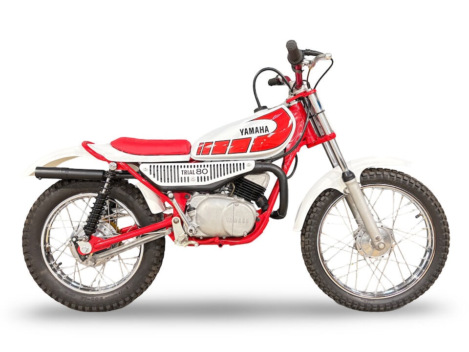 c.1975 Yamaha TY80 Trials Frame no. 451-108030 Engine no. 451-108030: c.1975 Yamaha TY80 Trials Registration no. not registered Frame no. 451-108030 Engine no. 451-108030 Having come to dominate road racing and moto-cross, the major Japanese motorcycle factories turned