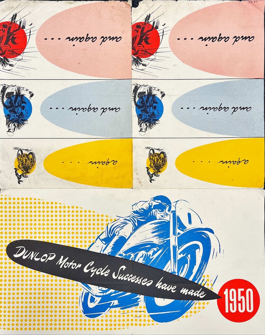 A rare double sided 1950 'All On Dunlop' poster, - 2